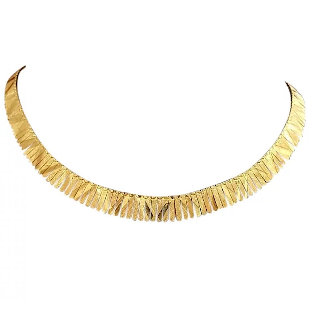 GIFTED 🔥14KYG "CLEOPATRA STYLE”, Chased Design, NECKLACE - Picture 5 of 11